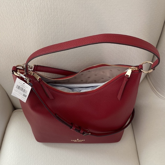 Kate Spade ♠️ New York Zippy Pebbled Leather Shoulder Bag, Red Curran K8140, NWT - Picture 12 of 16